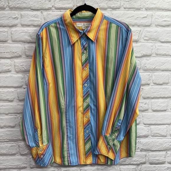 Tommy Hilfiger Tops - Vintage Tommy Hilfiger Top Women Size‎ 18 Rainbow Striped Y2K Classic Festival